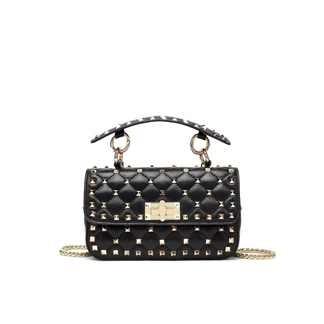 Lambskin Quilted Chain Shoulder Bag with Rivet