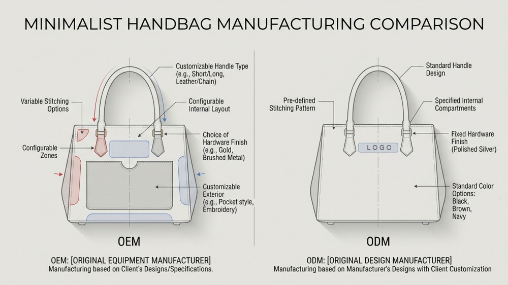 OEM and ODM handbag schematic comparison