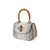 Luxury Python Leather Women's Top Handbag With Bamboo Handle