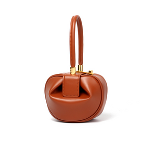 Dual Sizes Nappa Leather Apple-Shaped Concave Triangle Top Handle Shoulder Bag