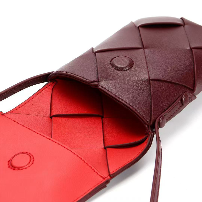 Intrecciato Leather Mini Crossbody Phone Bag with Luggage Tag-800-interior-zoom