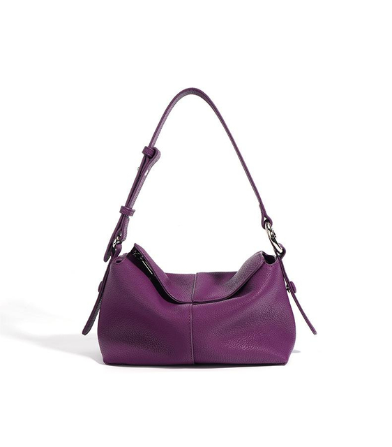 Stylish Solid Color Genuine Leather Shoulder Bag For Female