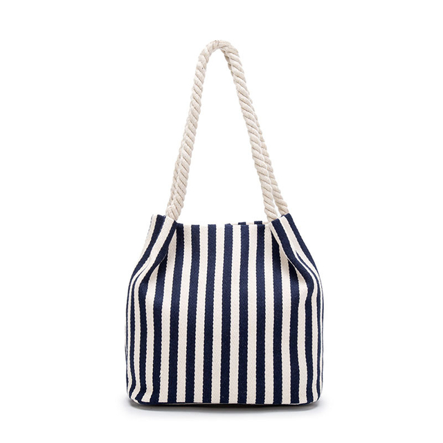 2024 New Trendy Stripe Canvas Tote Bag For lady