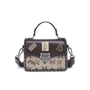 2022 New Fashion Badge Handbag Trend Versatile One Shoulder Messenger Small Square Bag High Quality Leather Women's Bag