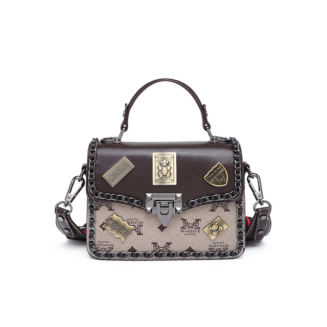 2022 New Fashion Badge Handbag Trend Versatile One Shoulder Messenger Small Square Bag High Quality Leather Women's Bag