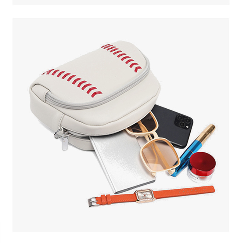 Minimalist White Mini Crossbody Baseball Handbag-Capacity For Everyday Essentials