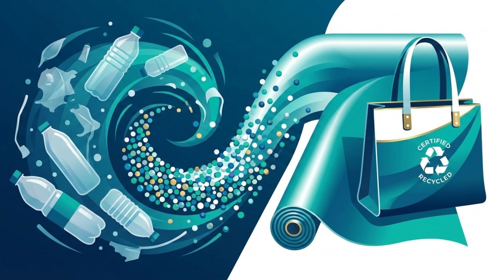 illustration-of-ocean-plastic-recycling-into-luxury-rpet-handbag-fabric