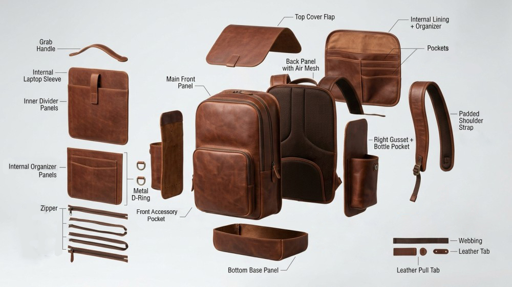 exploded-view-showing-leather-backpack-panels-and-compartments