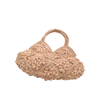 Women's Handmade Raffia Braided Tote Bag with Floral Decorations