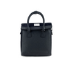 Pure black leather crossbody commuter laptop bag