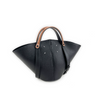 Pebbled Cowhide Sector-Shaped Top-Handle Shoulder Bag