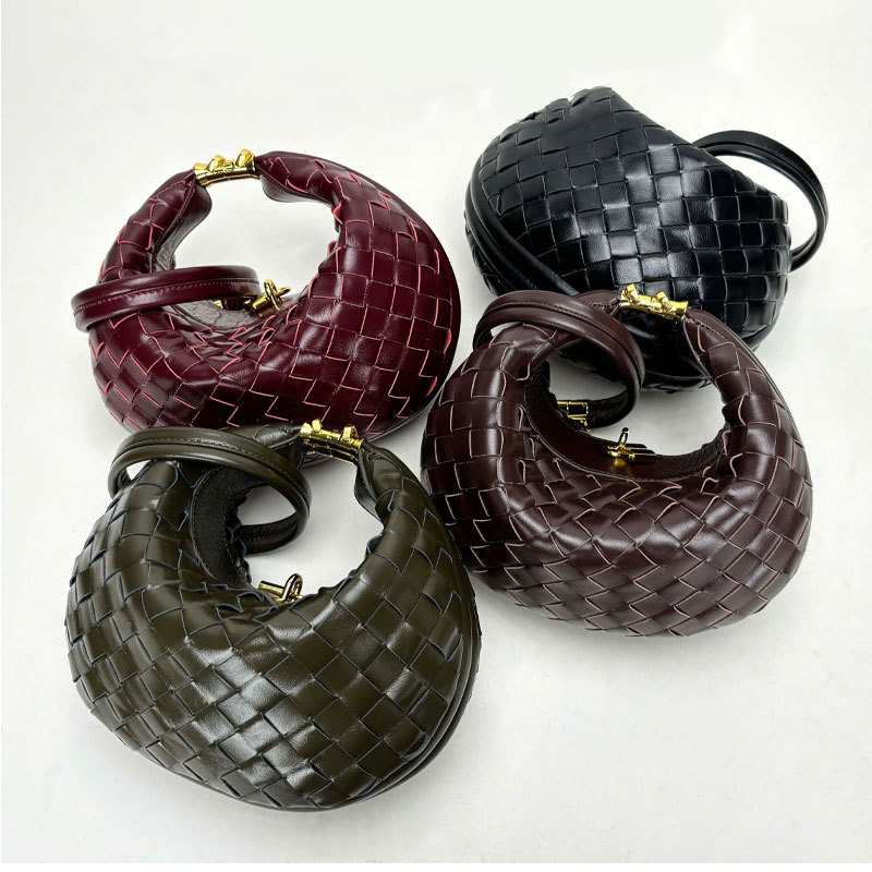 Minimalist French Hand-Woven Rhombus Pattern Handheld Crescent Bag-Variety of colours