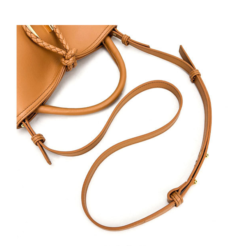 Woven Knot Metal Accent Bucket Crossbody Bag-Multi-Purpose Strap