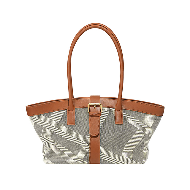 Large canvas and calf leather tote bag for lady