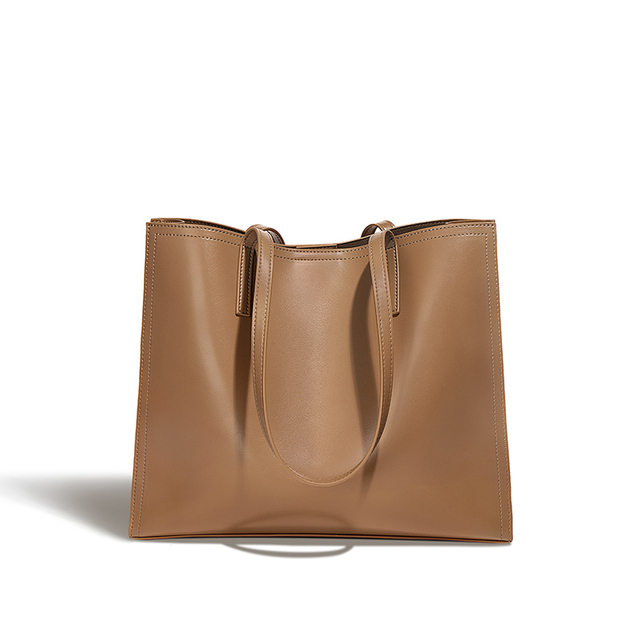Large smooth cow leather tote bag for women