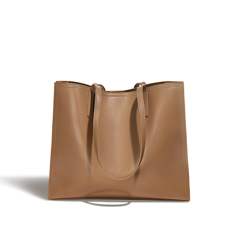 Large smooth cow leather tote bag for women