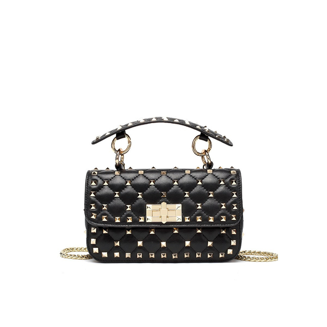 Lambskin Quilted Chain Shoulder Bag with Rivet
