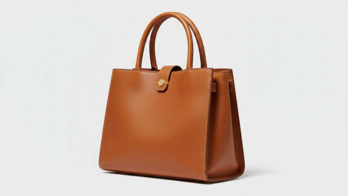 Unbranded camel-brown leather tote bag