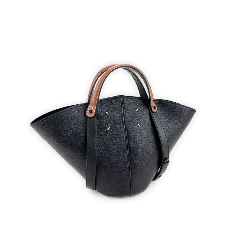 Pebbled Cowhide Sector-Shaped Top-Handle Shoulder Bag-Fan-Shaped Silhouette