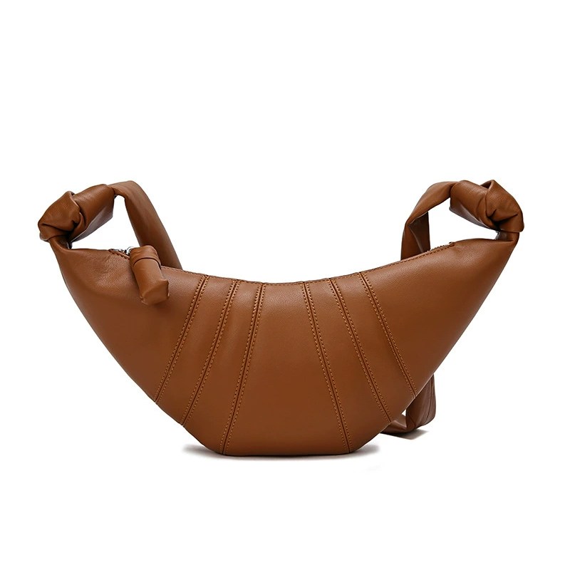 Women's Genuine Leather Minimalst Crescent Crossbody Hobo Bag-crescent shape