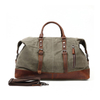 Vintage Waxed Canvas Weekender Duffel Bag with Genuine Leather Trim