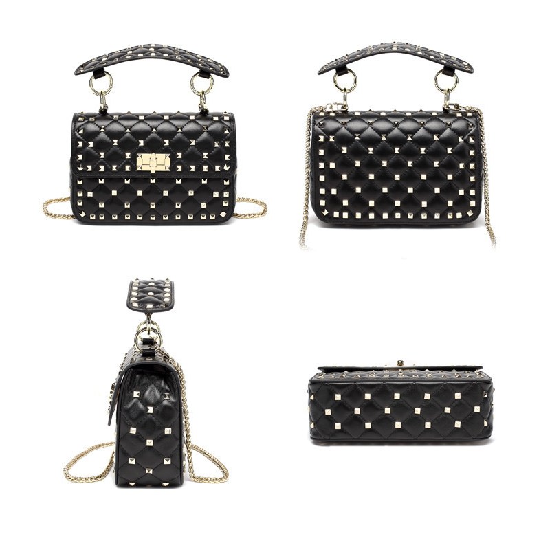 Lambskin Quilted Chain Shoulder Bag with Rivet-Multi-Angle Showcase