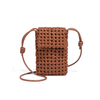 Handcrafted Textured Woven Leather Mini Sling Bag with Drawstring Knot Shoulder Strap