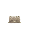 Women's Quilted Leather Crossbody Bag with Golden Ball Chain Strap - Classic Flap Shoulder Handbag