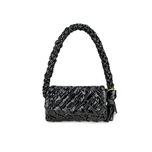 Pleated, Tasseled, Crafted Woven French Style Oil Wax Leather Crossbody & Shoulder Bag