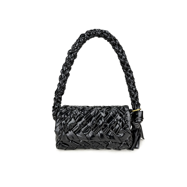 Pleated, Tasseled, Crafted Woven French Style Oil Wax Leather Crossbody & Shoulder Bag