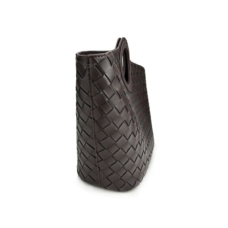 Women's Round Handle Genuine Leather Woven Basket Tote Bag-Practical and Aesthetic 