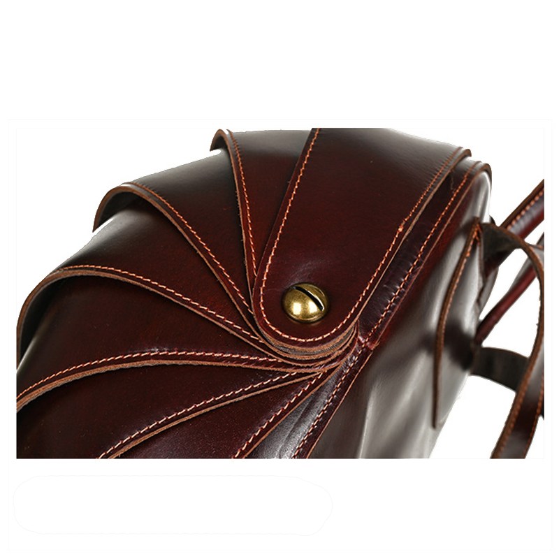 Retro Genuine Leather Beetle Men's Backpack-Precise Stitching