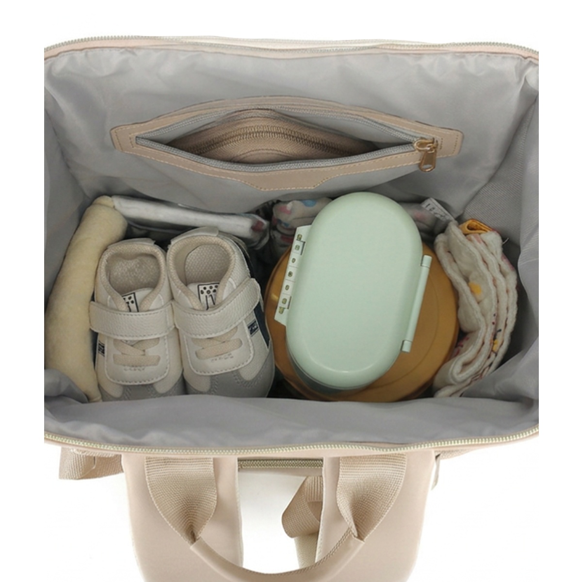 Multi-opening Portable Waterproof PU Leather Diaper Backpack-Easily Holds The Baby'S Essentials
