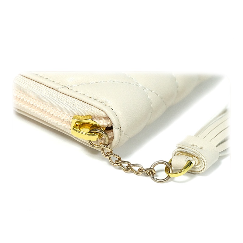 Quilted Leather Short Wallet Pouch-Durable Zipper