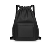 Lightweight Drawstring Gym Backpack with Front Zipper & Mesh Side Pockets for Outdoor Activities