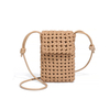 Handcrafted Textured Woven Leather Mini Sling Bag with Drawstring Knot Shoulder Strap