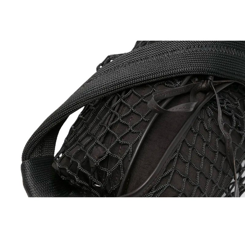 Casual Crescent-Shaped Genuine Leather Crossbody Bag with Woven Net Overlay-Hard-Wearing Genuine Leather Ties