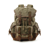 Vintage Waxed Canvas Laptop Backpack with Top-Grain Leather Trim