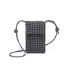 Handcrafted Textured Woven Leather Mini Sling Bag with Drawstring Knot Shoulder Strap