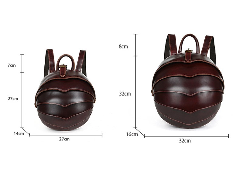 Retro Genuine Leather Beetle Men's Backpack-Two-Size Options