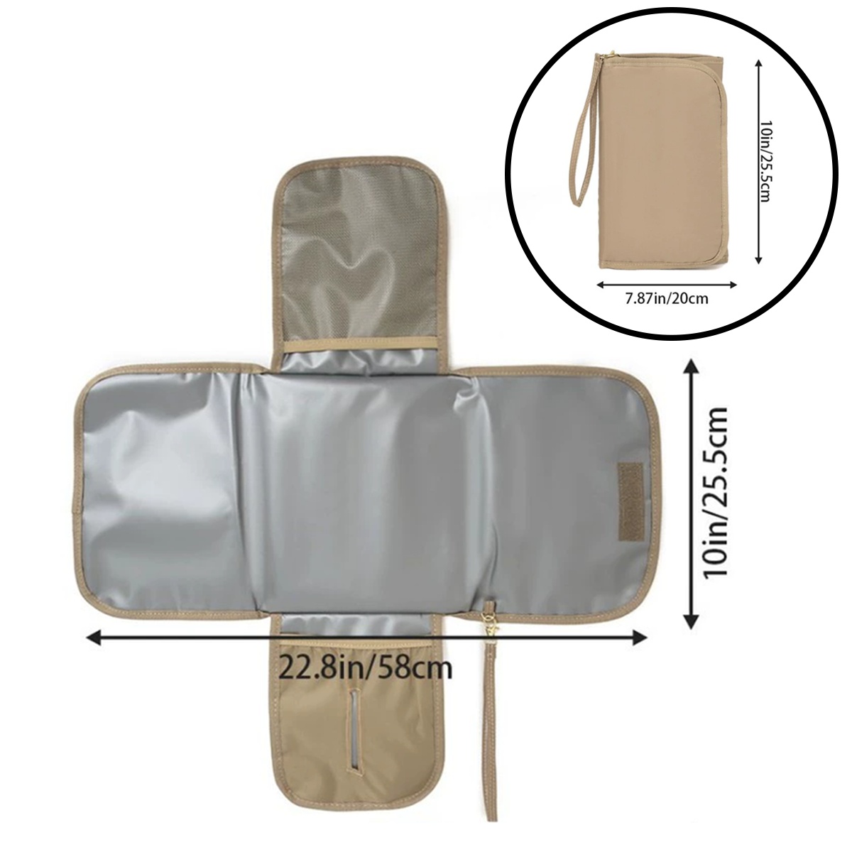 Heart Pattern Large Capacity Waterproof Diaper Backpack with Foldable Pad-Includes Foldable Diaper Pad