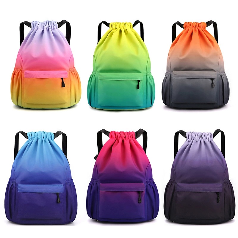 Gradient Nylon Sports Drawstring Backpack Bag-Supports Multiple Colour Options Gradient Nylon Sports Drawstring Backpack Bag-Supports Multiple Colour Options
