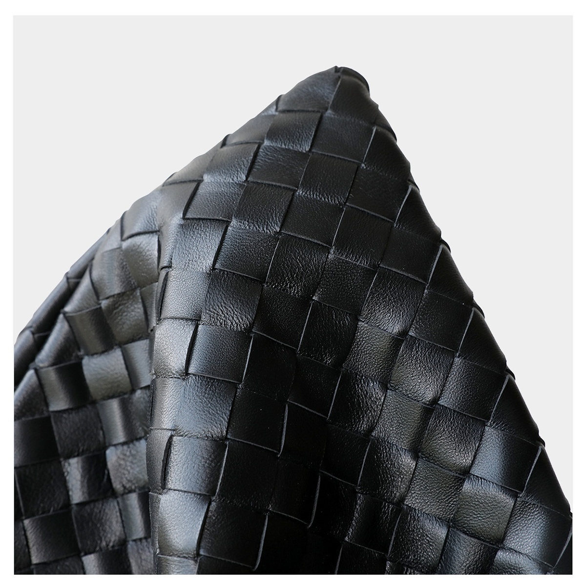 Woven Sheepskin Dumpling Bag | Genuine Leather Drawstring Bag-Woven Leather Craftsmanship
