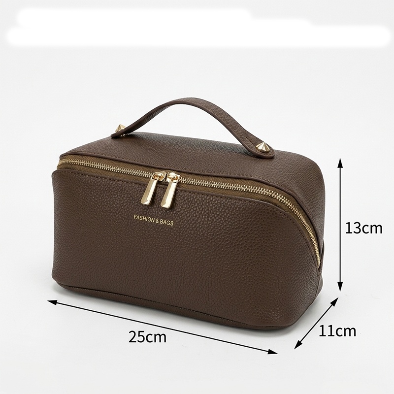 Pebble-Grain PU Leather Pillow Bag Travel Organizer Cosmetic Bag-Portable Travel-Ready Pebble-Grain PU Leather Pillow Bag Travel Organizer Cosmetic Bag-Portable Travel-Ready