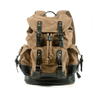 Vintage Waxed Canvas Laptop Backpack with Top-Grain Leather Trim