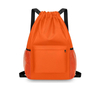 Lightweight Drawstring Gym Backpack with Front Zipper & Mesh Side Pockets for Outdoor Activities