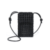 Handcrafted Textured Woven Leather Mini Sling Bag with Drawstring Knot Shoulder Strap