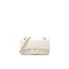 Women's Quilted Leather Crossbody Bag with Golden Ball Chain Strap - Classic Flap Shoulder Handbag