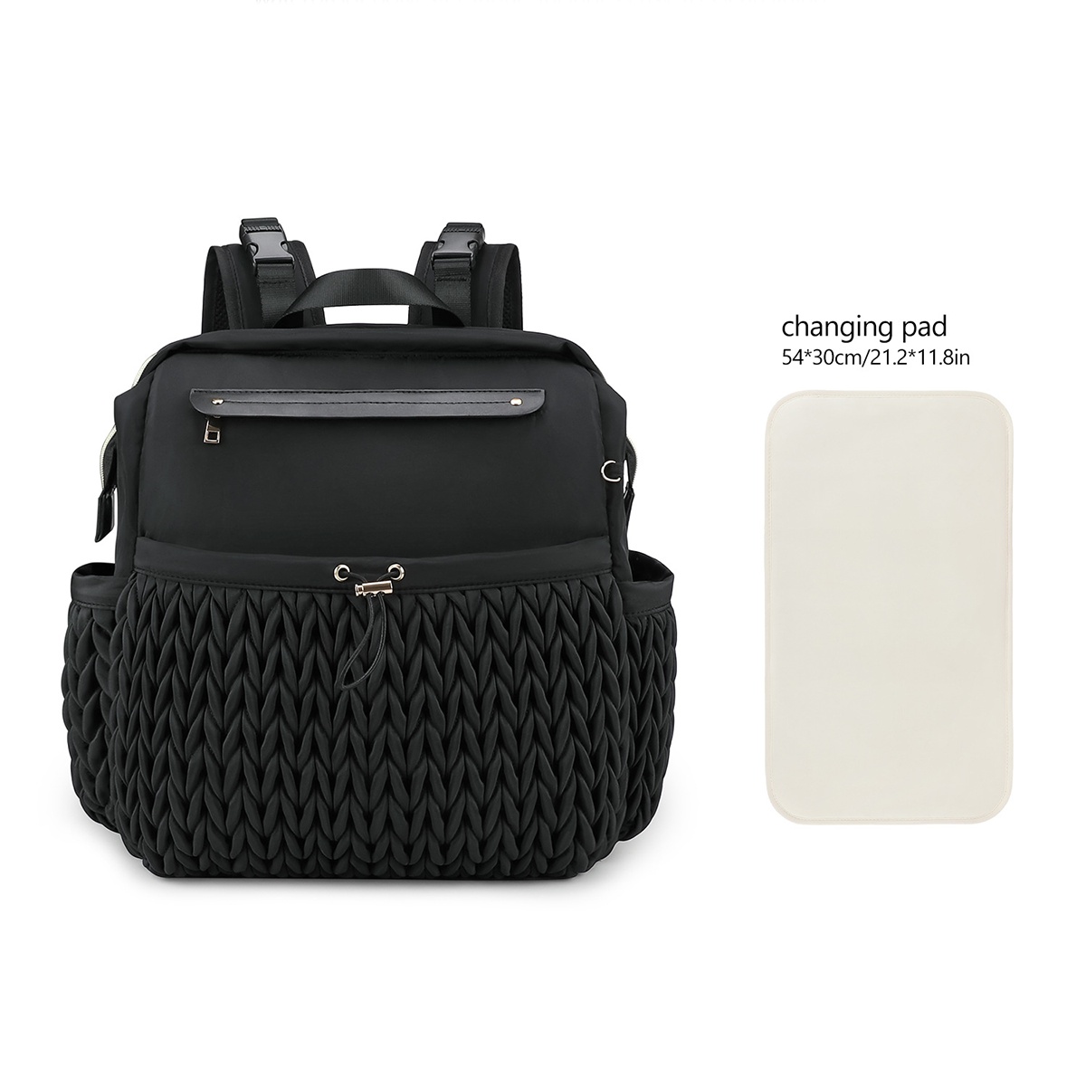 Waterproof Quilted Polyester Mommy Diaper Backpack-Changing Pad
