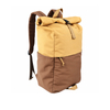 Color Block Roll-Top Laptop Backpack with Front Zipper Pocket for Travel